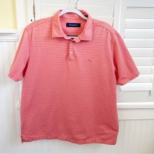 Tommy Bahama Coral Stripe Short Sleeve On Par Golf Polo Men’s Size XL